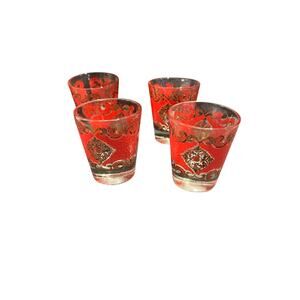 Vintage Starlyte Red & gold shot glasses set of 4